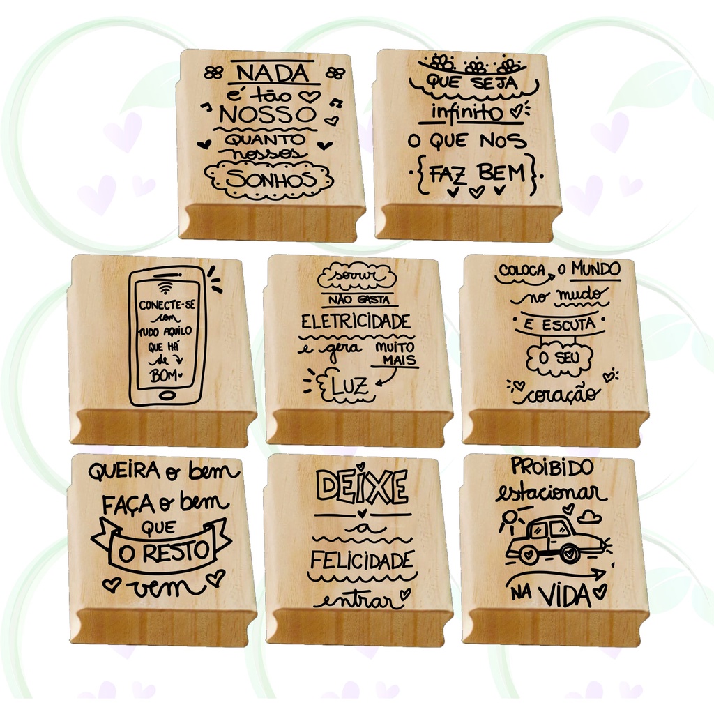 Carimbos Com Frases Motivacionais 4x4cm (para Embalagens Diversas)