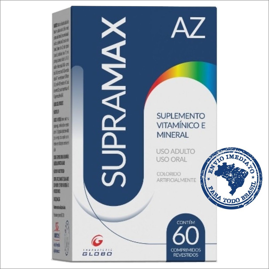 Supramax AZ Vitamina A, B6, B12, C e D 60 Comprimidos | Shopee Brasil