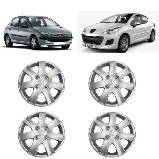 Kit Calota Prata Aro 14 Peugeot 206 207 2000 2019 Original