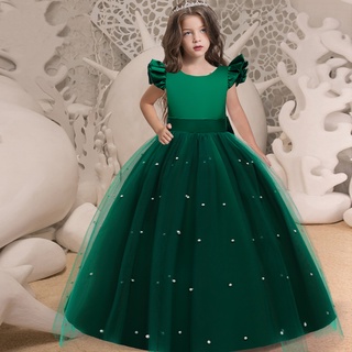 Vestido de manga curta para meninas de 5 anos, vestido de festa de  princesa, vestidos de verão (verde, 4-5 anos)