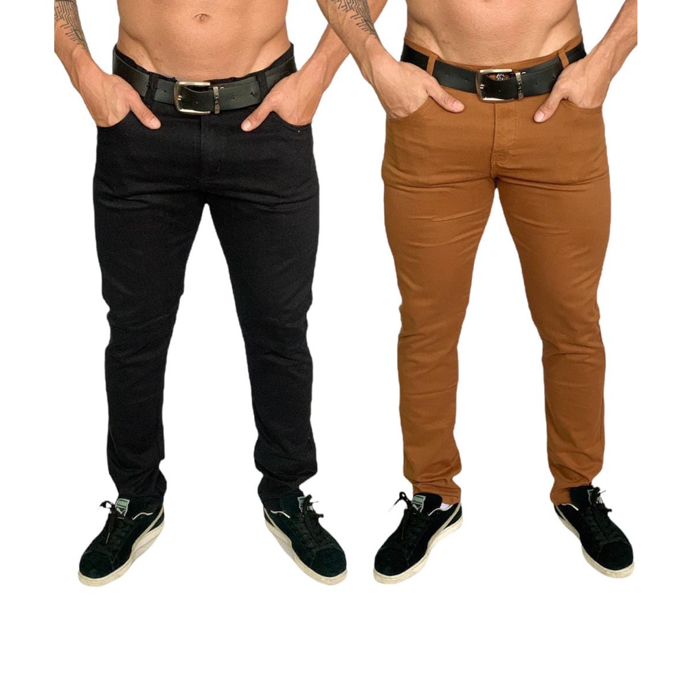 Kit 3 Calça Masculina Com Lycra Roupas Skinny Justa Premium em