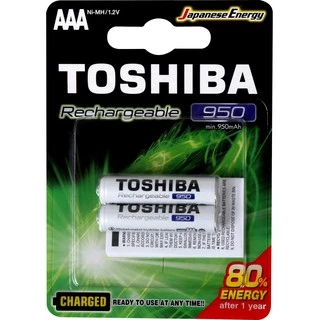 2 Pilhas AAA (PALITO) Recarregáveis da Toshiba de 950 mAh