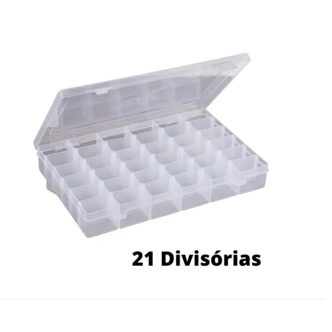 Caixa Organizadora 21 Divisórias Plástica Resistente Com Tampa e Trava