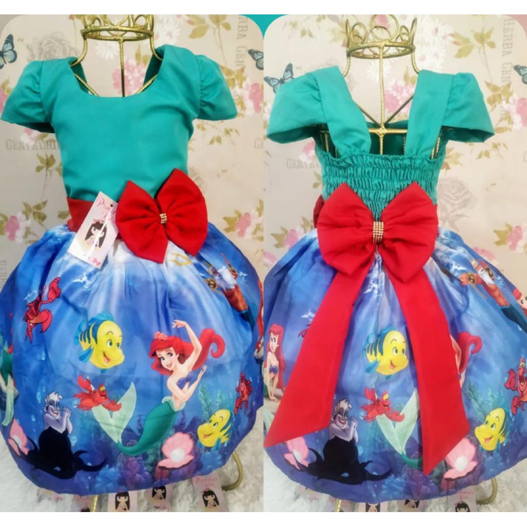 Lykmera Vestido infantil infantil infantil de sereia com desenho de sereia,  fantasia extravagante, faixa de cabelo de malha, vestido de princesa de