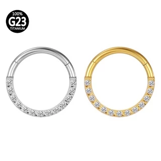 Piercing Argola Segmento Articulado Titânio Zircônia Cravejada | Septril, Rook, Conch, Nariz