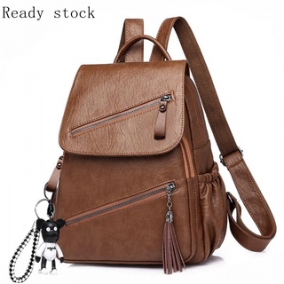 Mochila De Couro PU Feminina Com Borla Impermeável/Bolsa Escolar 5230