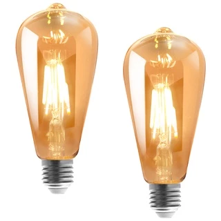 Kit 2 Lâmpadas Filamento Led Retrô Vintage St64 E27 Branco Quente