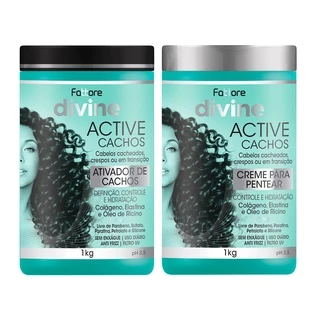 Creme para Pentear + Ativador de Cachos Active Cachos Divine Cabelos Cacheados
