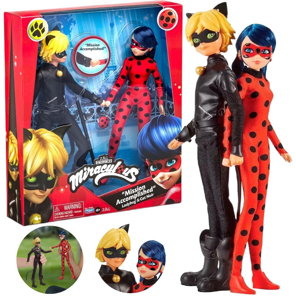 Boneca ladybug e boneco cat noir