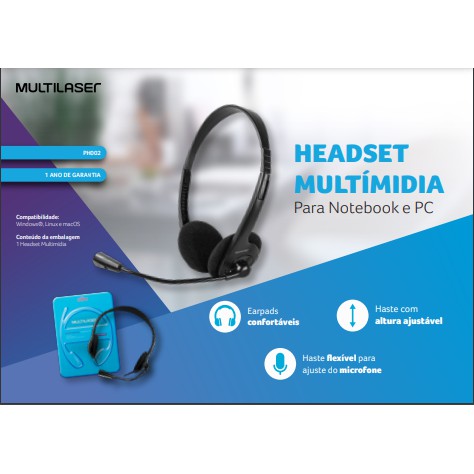 FONE DE OUVIDO MULTILASER HEADSET STEREO COM FIO | Shopee Brasil