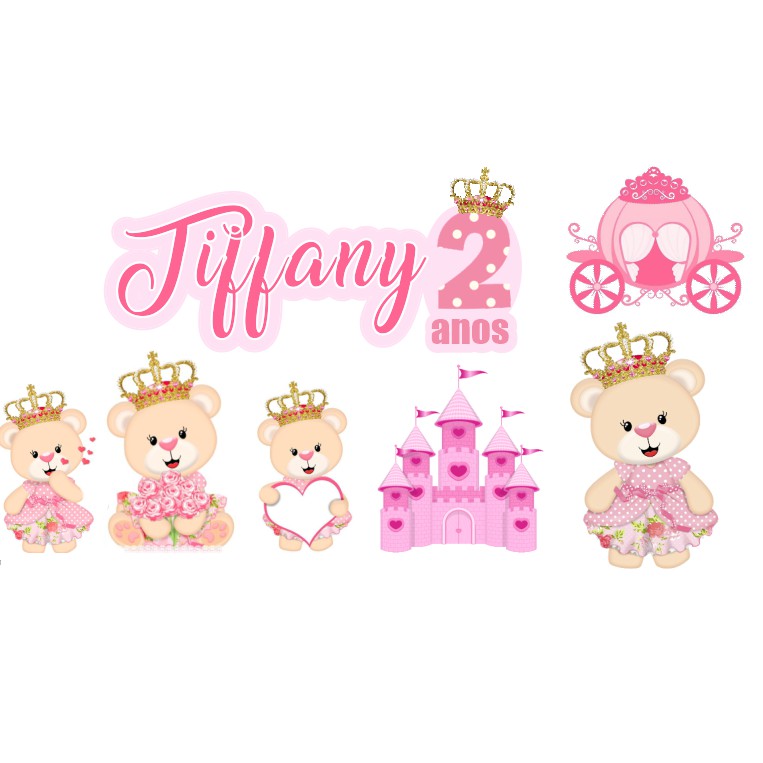 Topo De Bolo Tema Ursinha Princesa Shopee Brasil