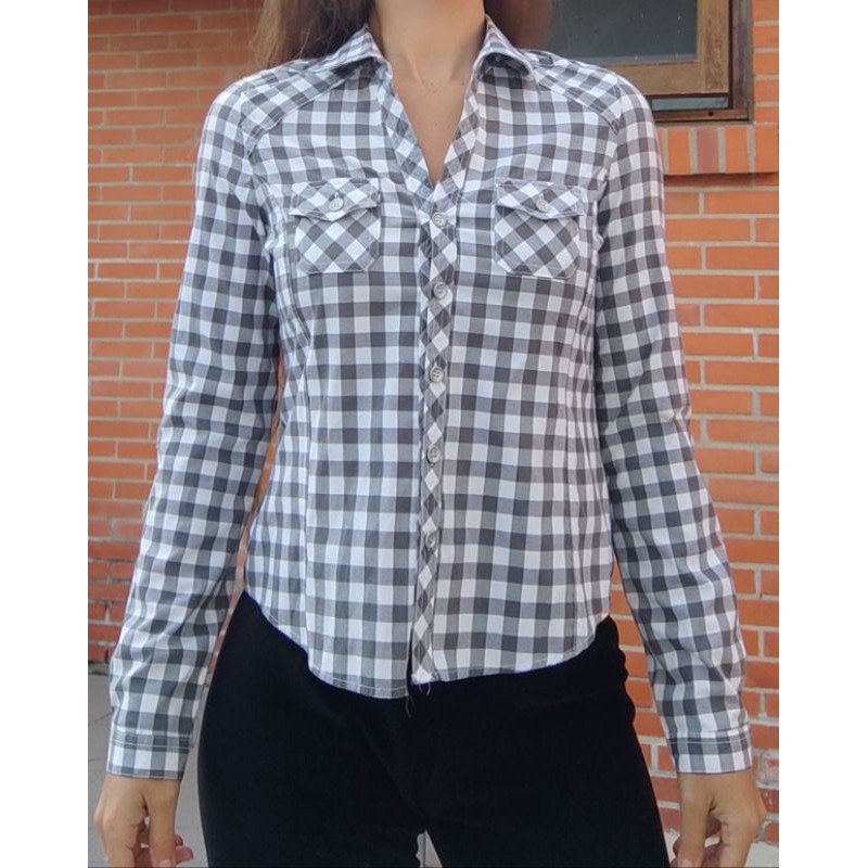 Camisa xadrez branca store feminina