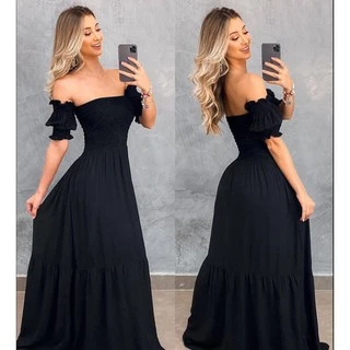 vestido longo manga curto ciganinha novo elastex/COD:V03