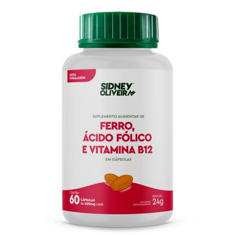 Ferro + Ácido Fólico E Vitamina B12 60 Cápsulas Sidney Oliveira ...