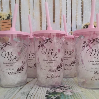 03 Copos acrílico 480ml personalizado com tampa e canudo