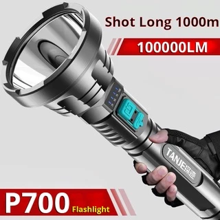 Lanterna LED Potente P700 100000LM Tática De Longa Alcance À Prova De Água Recarregável USB 1000m