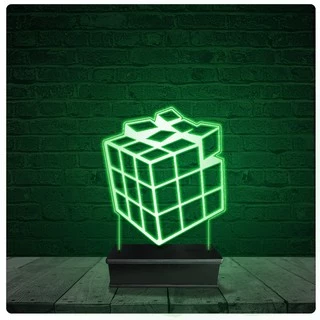 Luminária Abajur Acrílico Led - Rubik Cubo Mágico moyu