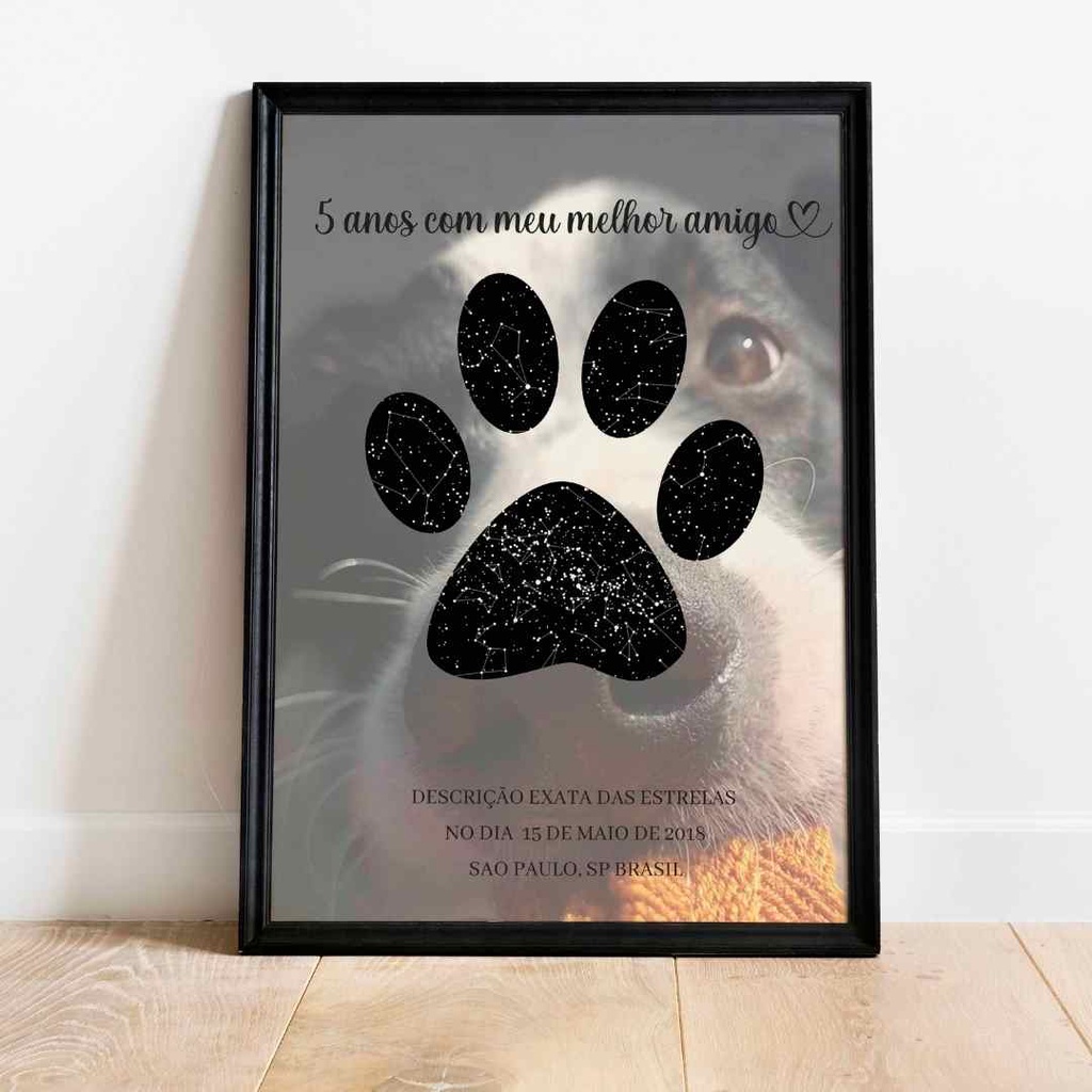 Quadro Patinha de cachorro / Gato - Clássico PERSONALIZADO