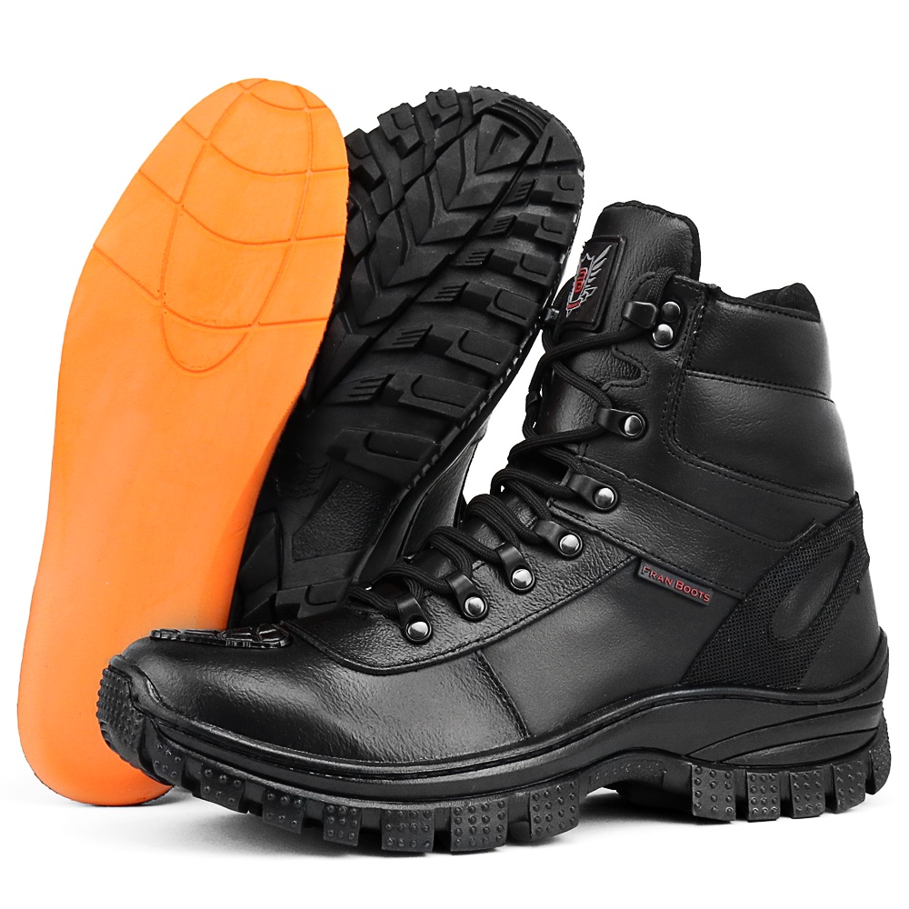 Bota coturno militar motociclista sapatofran 2024 em couro