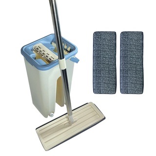 Rodo Mop Flat Balde Para Limpeza De Piso Esfregão Multiuso Lava Seca Vertical Com Rodo Balde Refil