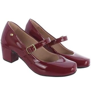 Sandalia Boneca Sapato Social Feminino Adulto Salto Bloco Fivela Sapato Para DAnça Sapatilha Boneca Salto Baixo Bico Quadrado Confortavel Sapato Verniz Vermelho Nude Azul Marinho Verde Preto