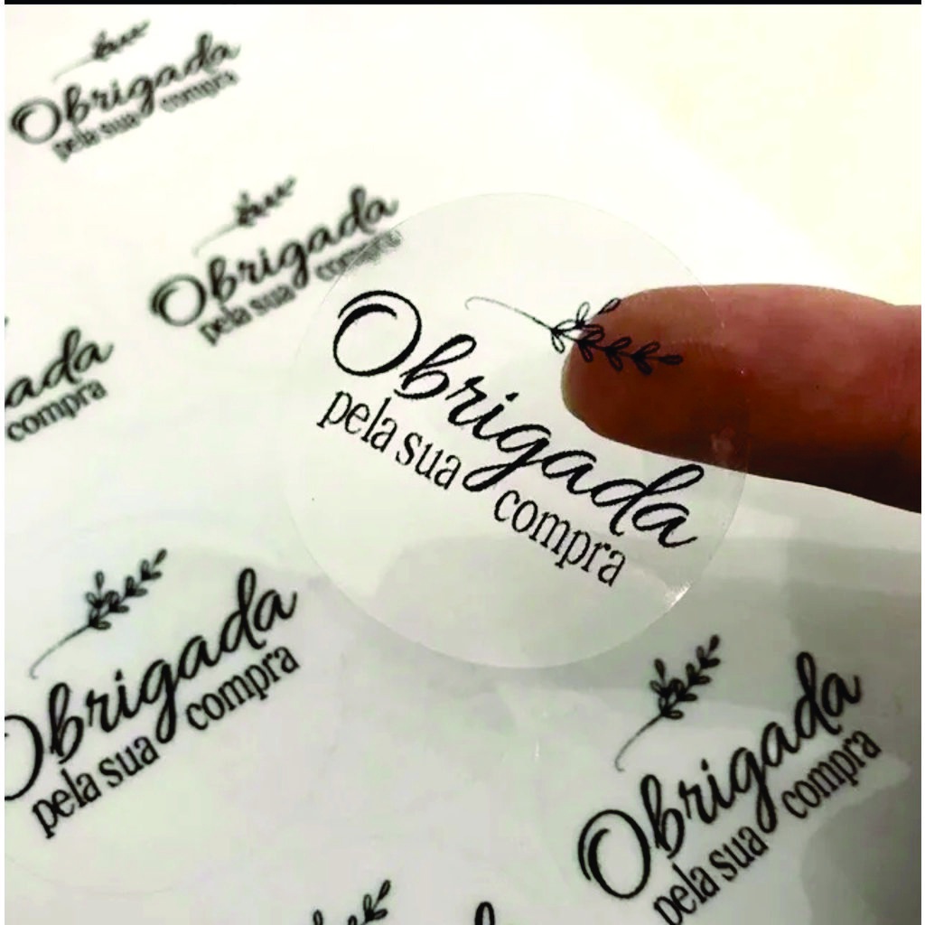 Adesivo transparente personalizado 3,5 x 3,5 cm 110 un logo festa ...