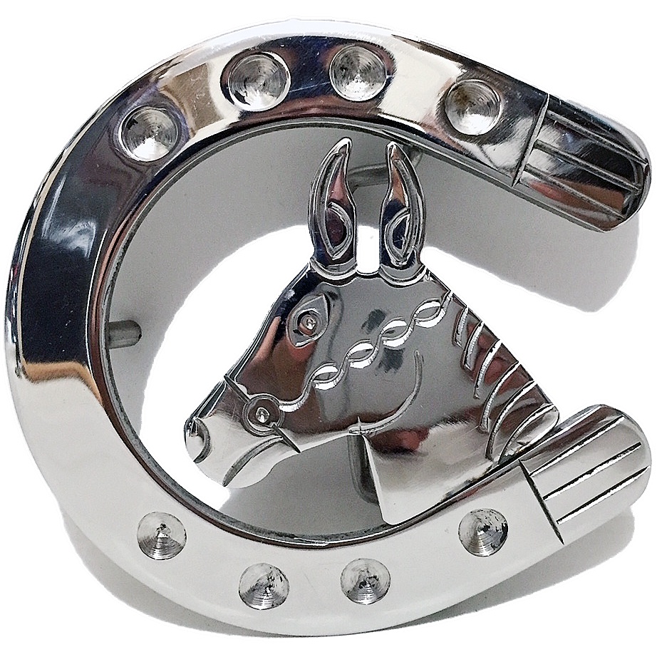 Fivela Cinto Country Aço Inox Ferradura Aberta Cavalo Mula Rozeta