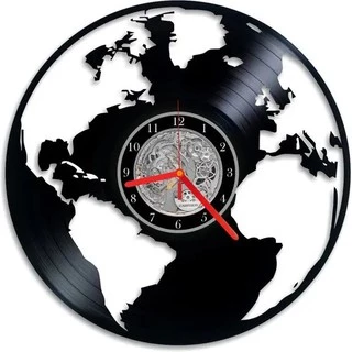 Mapa Mundi - Relógio Disco De Vinil Decoração