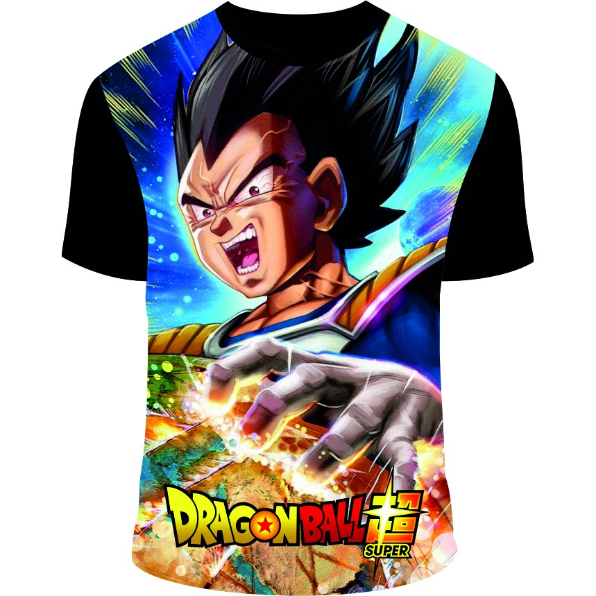 Camiseta Estampada Goku Criança Camisa Masculina Azul Tamanho:P