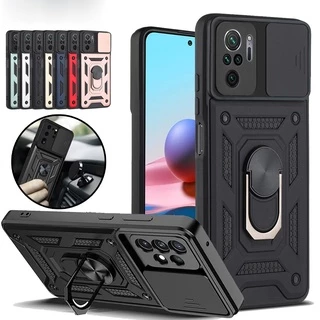 Caixa Para Redmi Note 9s 10s 10 Note9 8 Pro Capa Dura Com Suporte Magnético Push pull Slide Lens Armor Stand À Prova De Choque