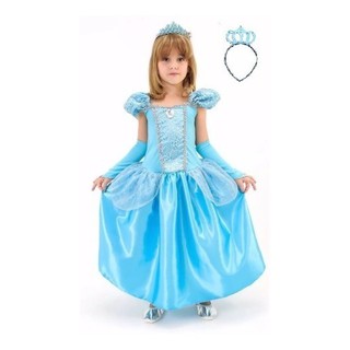 Vestido Festa Infantil Cinderela Luxo Princesa Real E Tiara