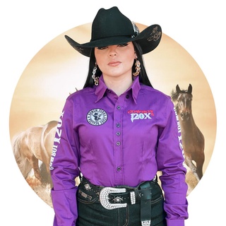 Camisa Country Feminina Cowboy Rodeio Bordada Manga Longa 120x
