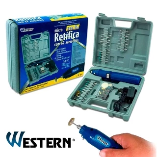 Micro Retífica Western Lixadeira Maleta 62 Pecas Profissional R-60 110V/220V