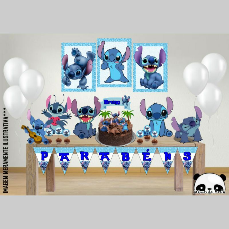 kit festa em casa - Stitch - kit 2 - aniversário - mesversário - chá de  bebê