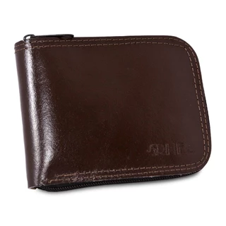 carteira masculina couro fecho ziper grande porta cartao nota