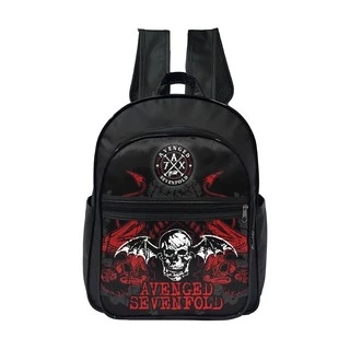 Bolsa Mochila Escolar de Couro Sintetico Avenged Sevenfold Rock Feminino Masculino Infantil Grande