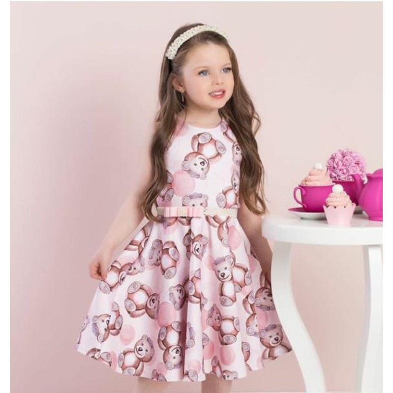 Vestido infantil com store cinto