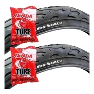 Par Pneu Bicicleta Kenda Flame Aro 26 X 2.125 Balão Slick Bike + 2 Camaras em Oferta na Shopee