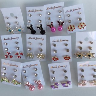Brincos Bijuteria 15 PARES Kit 5 CARTELAS 3 Pares cada