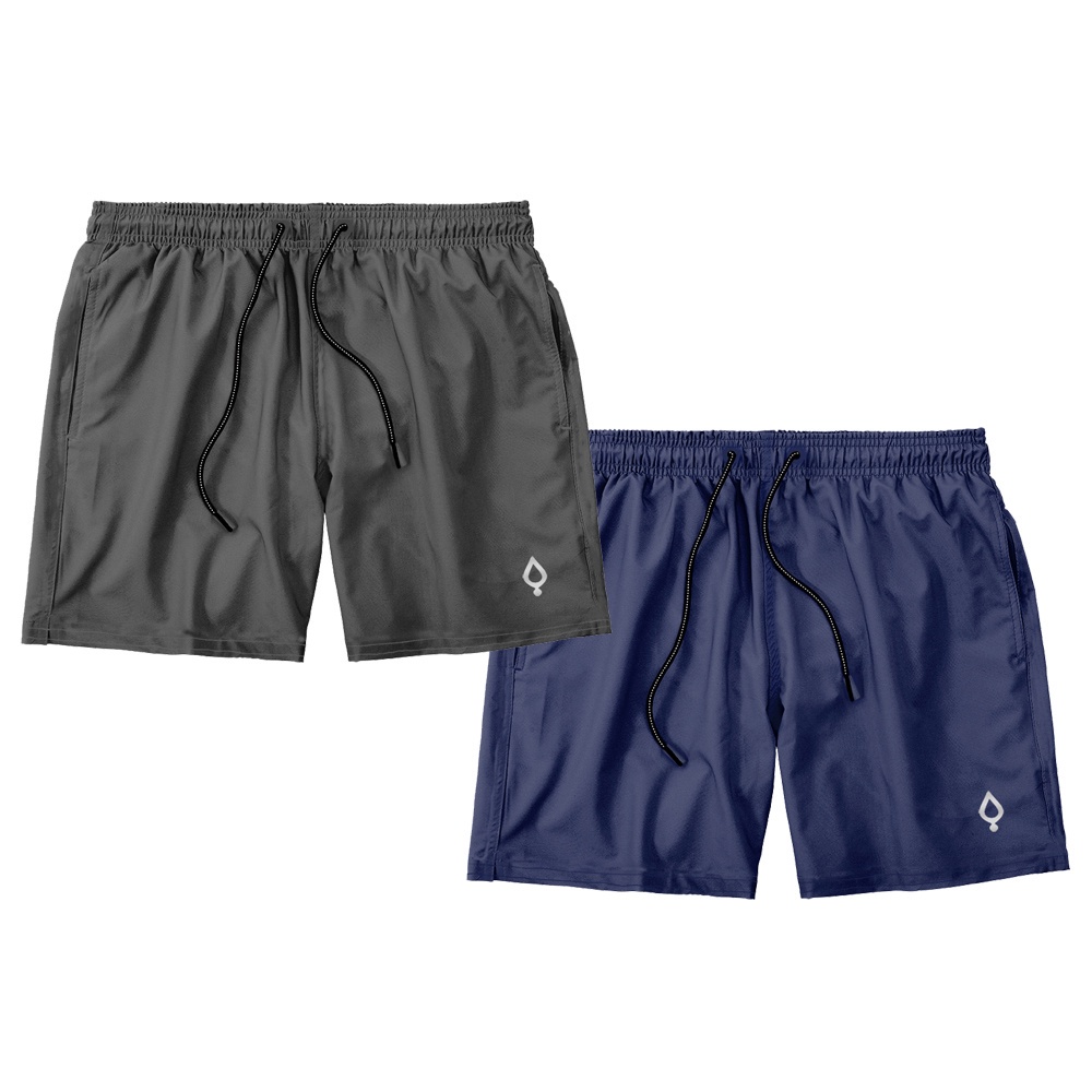 Kit 2 Shorts Resina Bermuda Tactel Masculino Liso Lisa Básico Mauricinho 2 Bolsos