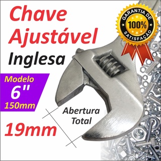 Chave Inglesa Ajustável 10 254mm Aço Crv Abertura 0 A 30mm