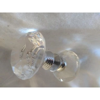 kit Puxador Maçaneta box blindex MODELO DIAMANTE Cristal 40mm base cromada porta de correr