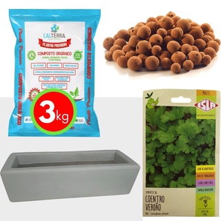 Kit Horta Plantio Fácil de Coentro e Jardineira Cimento