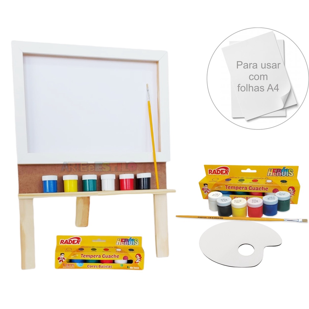 Mega Kit Pintura Telas + Cavalete + Estojo - Tinta Acrílica em