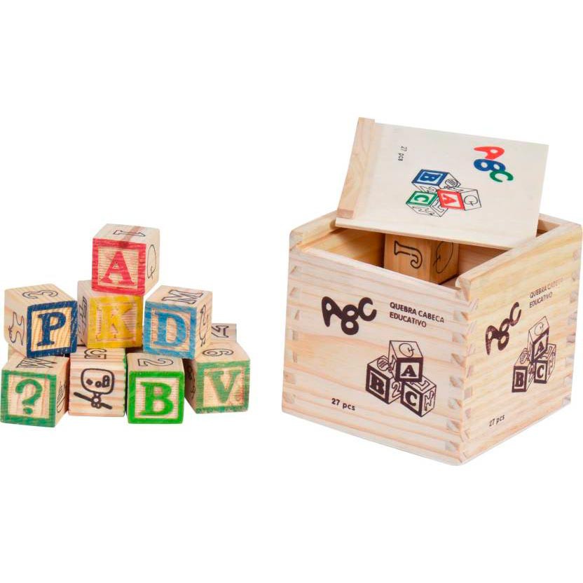 Caixa Com 27 Pcs Blocos De Madeira Educativo Didatico Wood Blocks ...