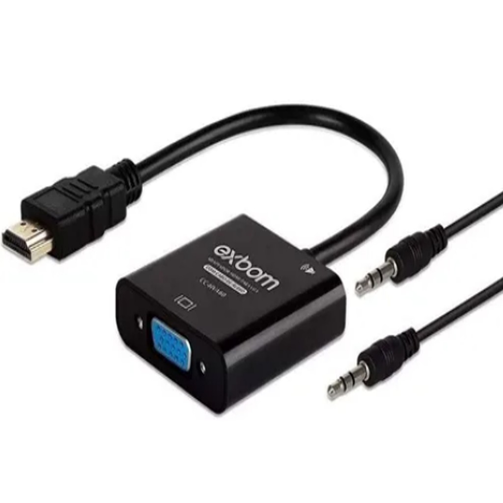 Cabo Adaptador Mini Conversor Hdmi Para Vga Tv Pc Notebook Com Saída P2 de áudio transmite vídeo HD Conversão