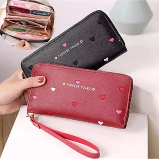 Carteira Feminina + alça de mão porta celular, cartão, documento, moedas coração COM/ SEM POMPOM em Oferta na Shopee