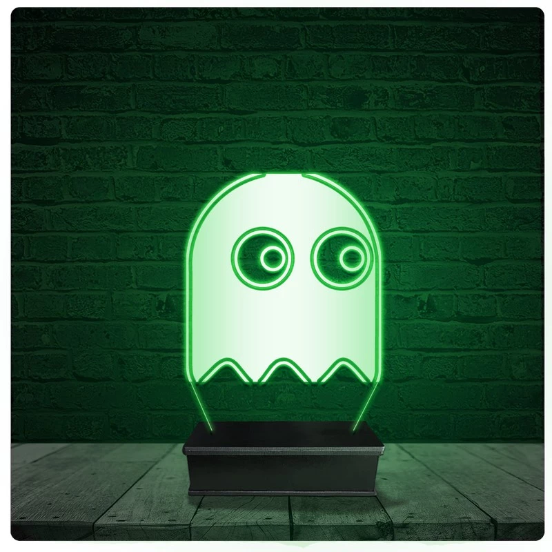 Luminária Abajur Acrílico Led - Fantasma Pac-Man Jogo