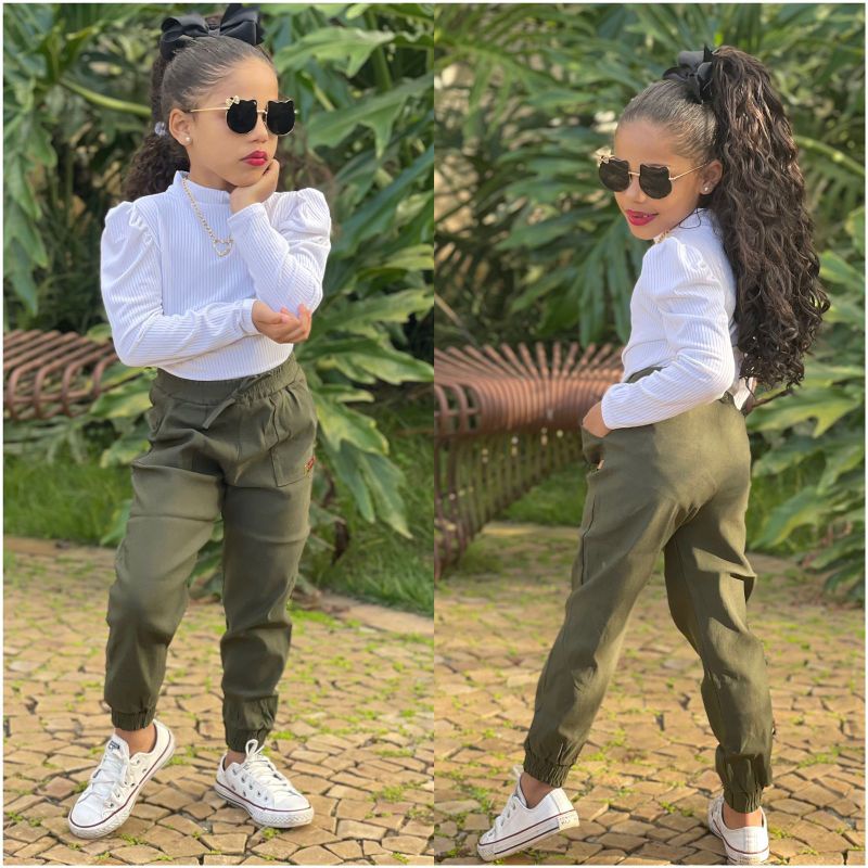 Calça Menina Infantil Jogger Tendência Moda Blogueirinha Várias Cores