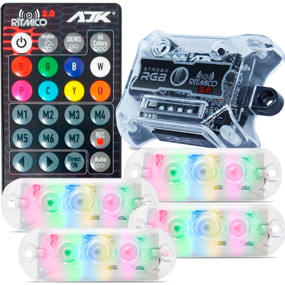 kit 4 Strobo Rítmico 2.0 AJK com Farol de 9W Muito Forte RGB | Shopee ...